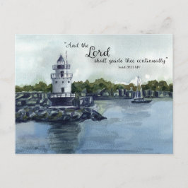 Schrift Jesaja 58:11 Maine Leuchtturm Aquarell Postkarte