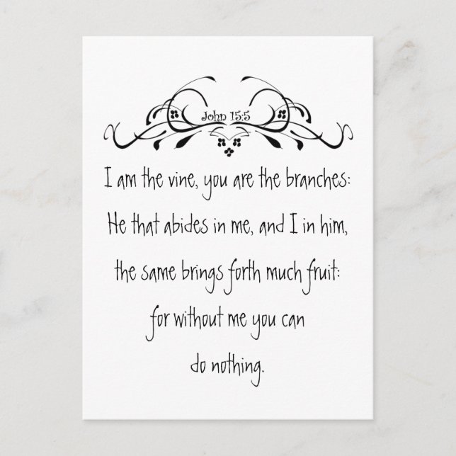 Schrift, John 5:15 Ich bin der Wein inspirierend Postkarte (Vorderseite)