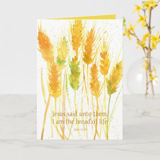 Schrift John 6:35 Bibel des Lebens Karte (Gelbe Blume)
