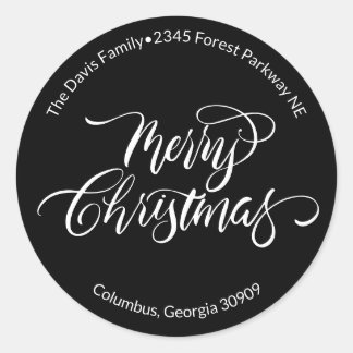 Schrift Kalligrafie Frohe Weihnachten Rücksendeadr Runder Aufkleber