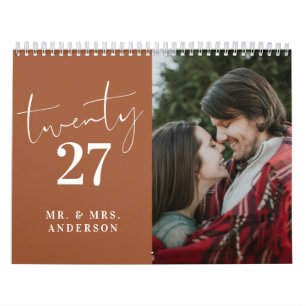 Schrift Kalligrafie Neu Vermählte Foto Terrakotta Kalender