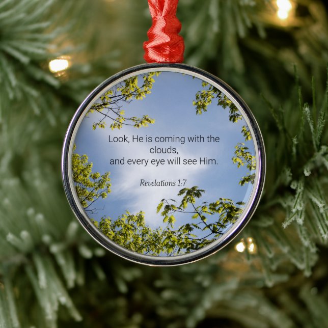 Schrift, Offenbarungen 1:7, Ornament Aus Metall (Baum)