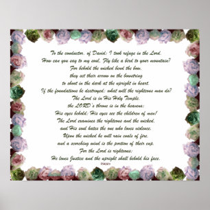 Schrift, Psalm 11, Bunte Rosen Poster