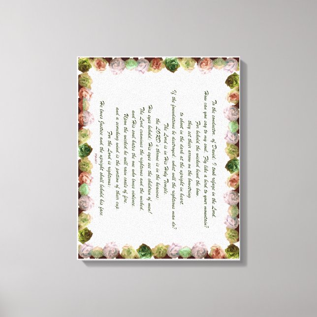 Schrift, Psalm 11, Grüne graue Rosen Leinwanddruck (Vorderseite)