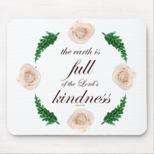 Schrift, Psalm 33, Weiße Rosen und grüne Zweige Mousepad