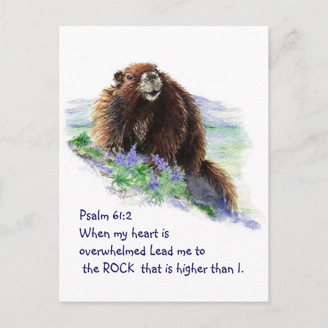 Schrift Psalm 61:2 Ermutigend Wasserfarben Tier Postkarte (Vorderseite)