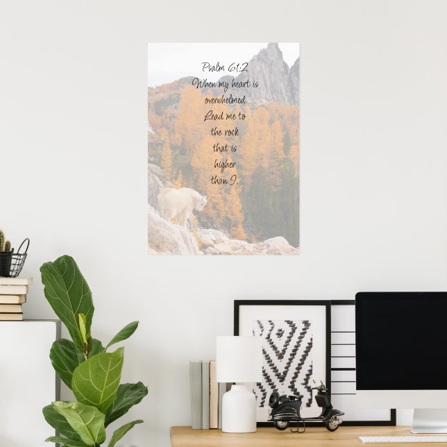 Schrift Psalm 61:2 Fels Höher als ich bin Poster (Heimbüro)