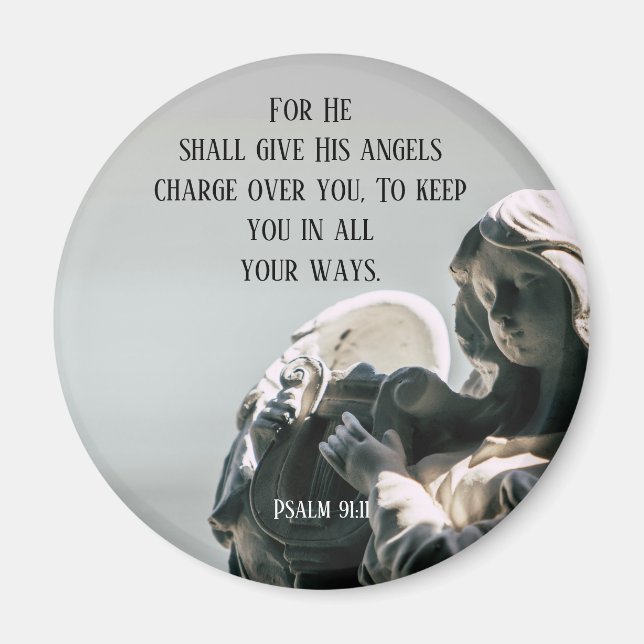 Schrift Psalm 91:11 Engel über deinem Magnet aufpa (Vorne)