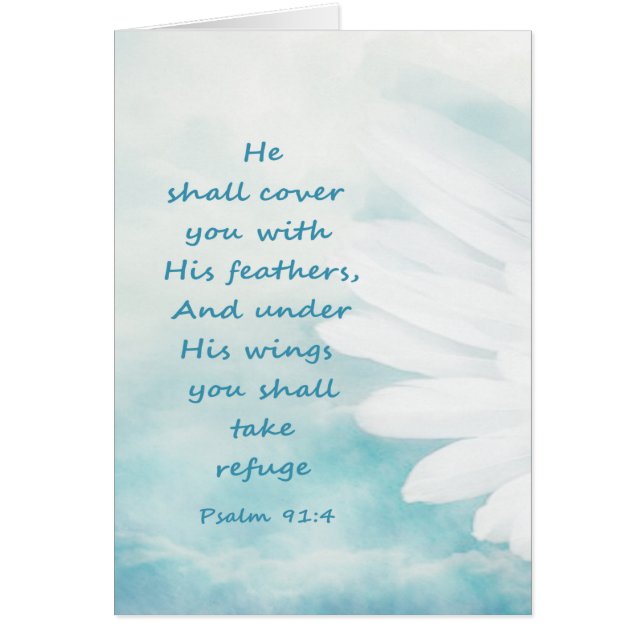 Schrift Psalm 91:4 Zuflucht unter Seinem Flügel Ve (Vorne)