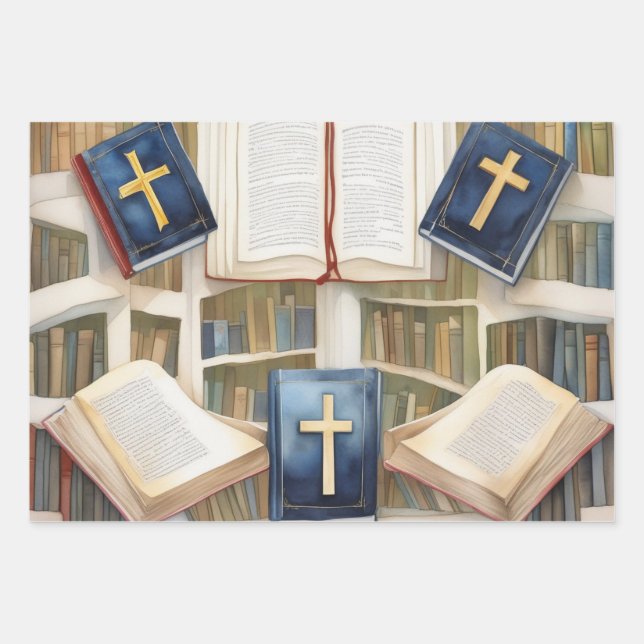 Schrift und Kreuzharmonie Geschenkpapier Set (Vorderseite)