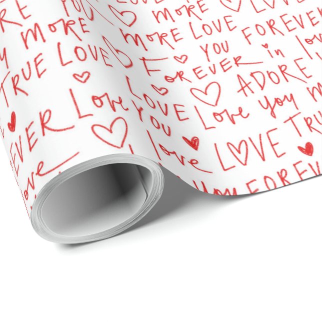 Schriftart der handgeschriebenen Liebe Geschenkpapier (Rolleneckpunkt)