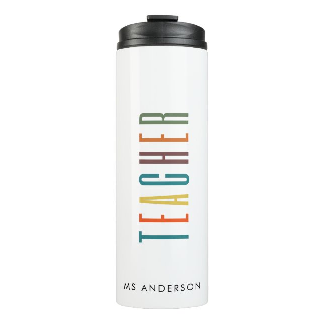 Schriftart der modernen Typografie in Farbtönen Thermosbecher (Vorderseite)