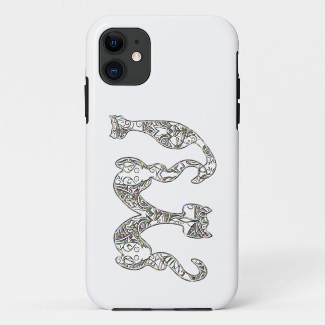 Schriftart für benutzerdefinierte Katzen Monogramm Case-Mate iPhone Hülle (Rückseite)