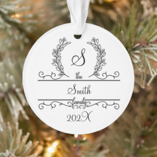 Schriftart für Familiennamens-Monogramm Blätter Ur Ornament