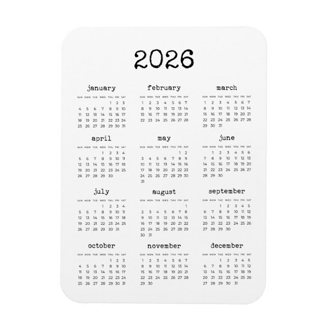 Schriftart für Schreibmaschine - Minimalist 2023 Magnet (Vertikal)