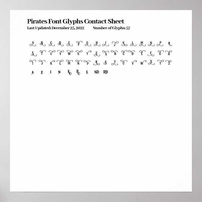 Schriftart-Glyphen-Kontaktformular Poster (Vorne)