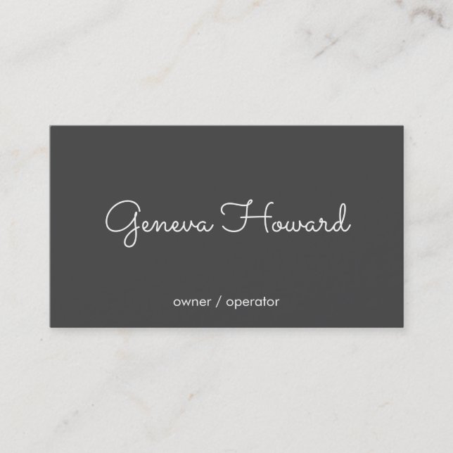 Schriftart | Minimalistisch Grau Visitenkarte (Vorderseite)