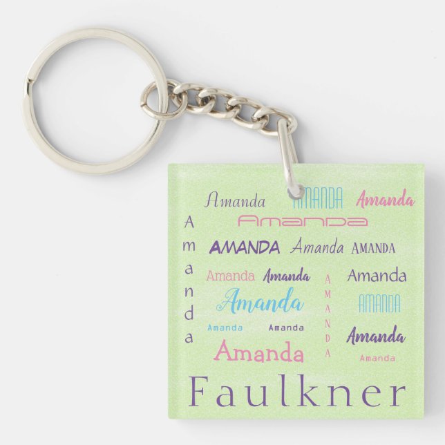 Schriftart mit personalisiertem Vornamen, Typname Schlüsselanhänger (Vorderseite)