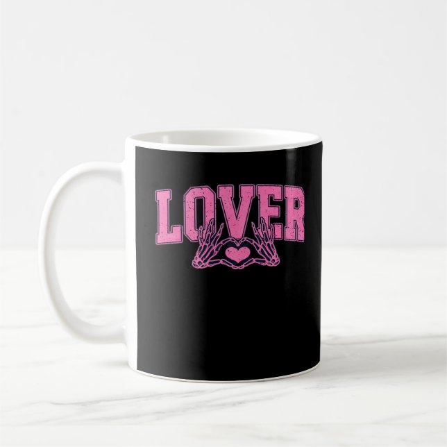 Schriftart mit Skeletthandschuhen klassisch Kaffeetasse (Links)