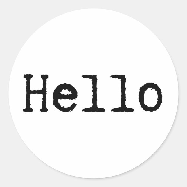 Schriftart schreiben: Hallo Runder Aufkleber (Vorderseite)