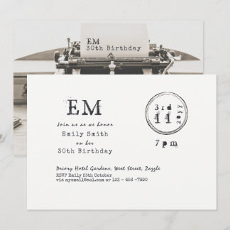 Schriftart "Schreibmaschine" Geburtstag (JA) lädt  Einladung