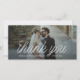 Schriftband Minimalistische Hochzeitsfoto Hoch Dankeskarte