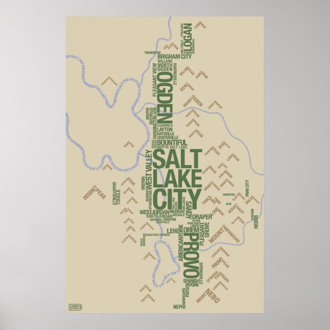 Schriftbild der Wasatch Front (Utah) Poster (Vorne)