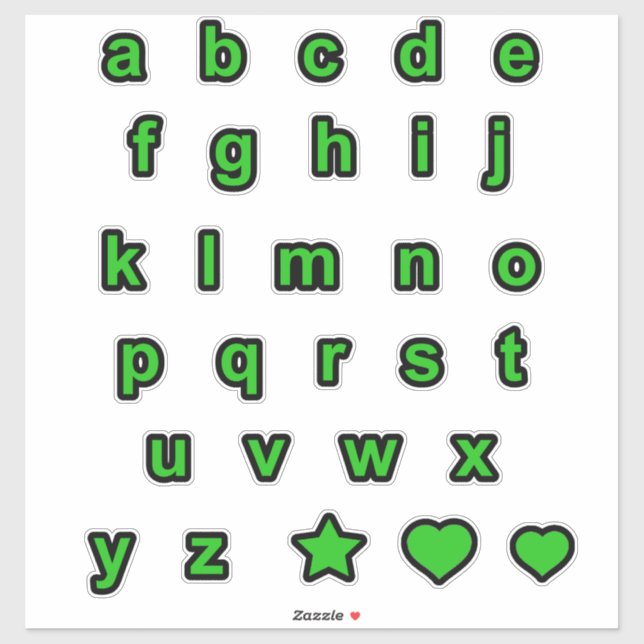 Schriftbuchstaben Alphabet mit grünem schwarzem Un Aufkleber (Blatt)