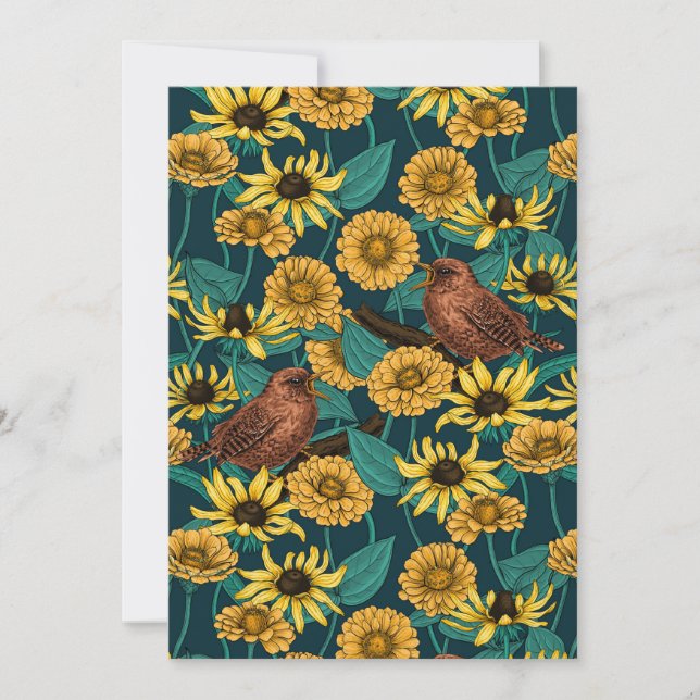Schriften und Blume in dunkelblau (Vorderseite)