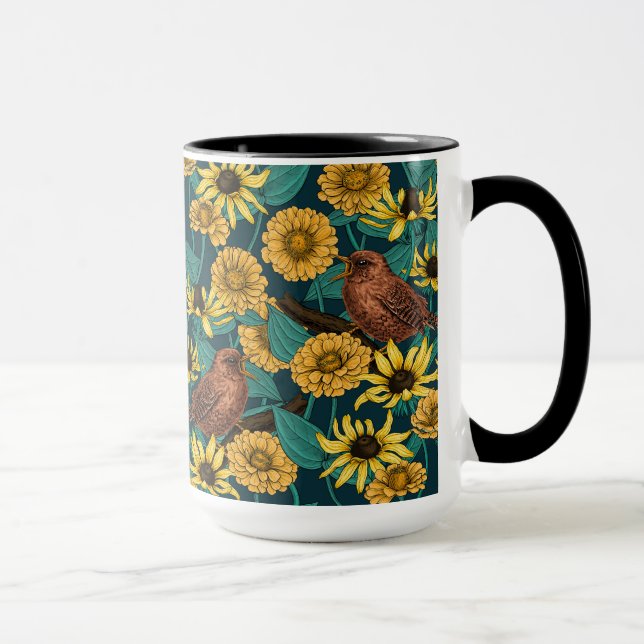 Schriften und Blume in dunkelblau Tasse (Rechts)