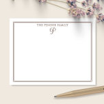 Schriftfamilie Initialen Monogramm Braunes Briefpa Mitteilungskarte<br><div class="desc">Dieses Design enthält einen dünnen doppelten Rahmen mit Platz für einen Namen und einem hübschen, in Schreibschrift gestalteten Monogramm oben. Klicken Sie auf die Schaltfläche "Anpassen", wenn Sie die Designelemente anpassen und/oder den Text weiter ändern möchten! Variationen dieses Designs, zusätzliche Farben sowie passende Produkte sind in unserem Shop erhältlich unter...</div>