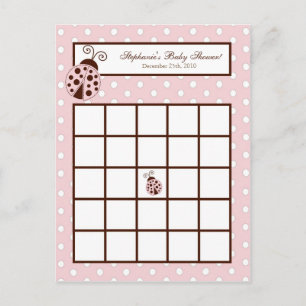 Schriftliche Bingokarte Rosa Ladybug Einladungspostkarte