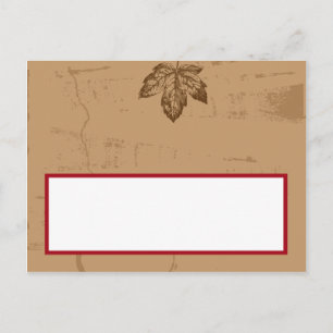 Schriftliche Platzkarte Brown-Blätter Postkarte