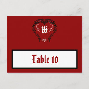 Schriftliche Platzkarte Crimson Red Verziert Embel Postkarte