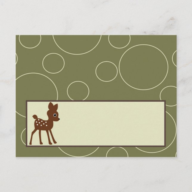 Schriftliche Platzkarte Forrest Animal Owl Deer Bi Postkarte (Vorderseite)