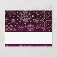 Schriftliche Platzkarte Lila Sterne und Schneefloc