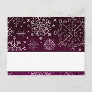Schriftliche Platzkarte Lila Sterne und Schneefloc Postkarte