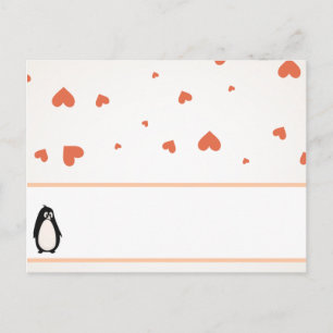 Schriftliche Platzkarte Pinguin Liebe/Herz Peach Postkarte