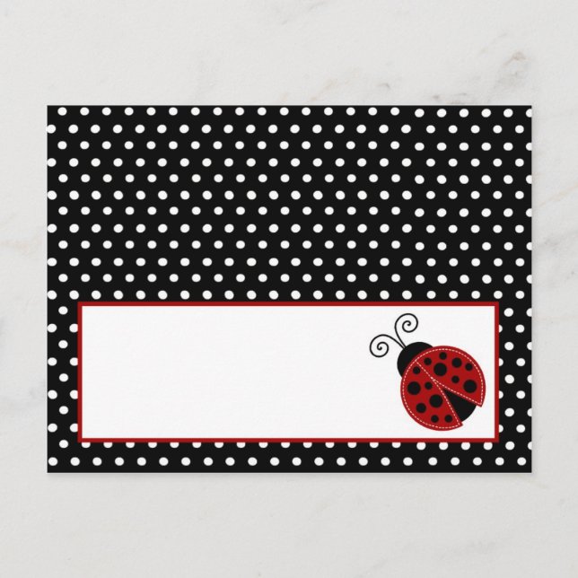 Schriftliche Platzkarte Red Ladybug Postkarte (Vorderseite)