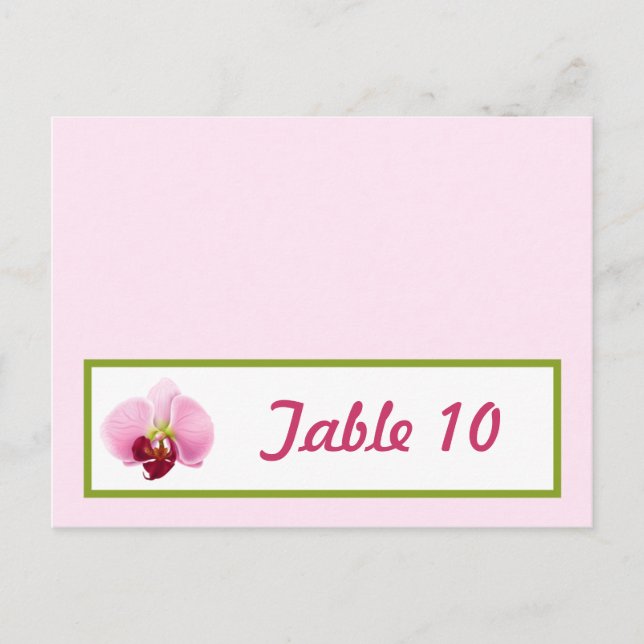 Schriftliche Platzkarte Rosa Orchid Long Stem Blum Postkarte (Vorderseite)