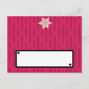 Schriftliche Platzkarte Rosa und Schwarz Wild Blum Postkarte