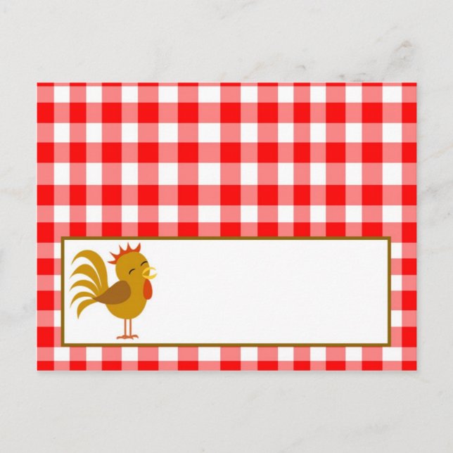 Schriftliche Platzkarte Rote Stalltiere Postkarte (Vorderseite)