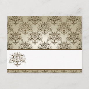 Schriftliche Platzkarte Tanish Brown Damask Postkarte