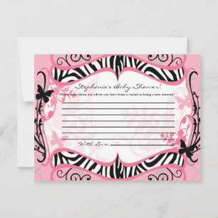 Schriftliche Ratenkarte Girly Butterfly Zebra Prin Hinweiskarte