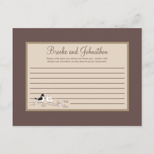 Schriftliche Ratenkarte Hochzeit von Birds Bride G Hinweiskarte (Vorderseite)