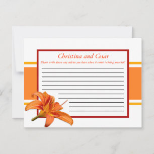 Schriftliche Ratenkarte Orange Tiger Lilly mit Str Hinweiskarte