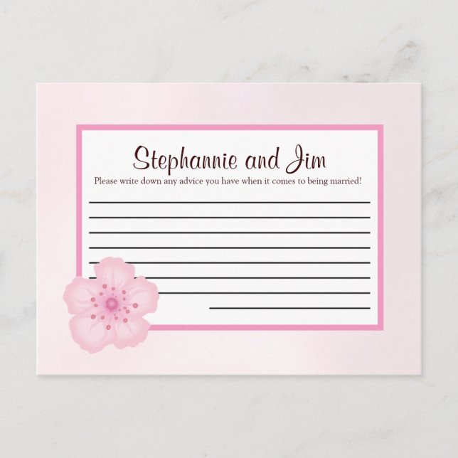 Schriftliche Ratschläge Karte Rosa Kirschblütenblü (Vorderseite)