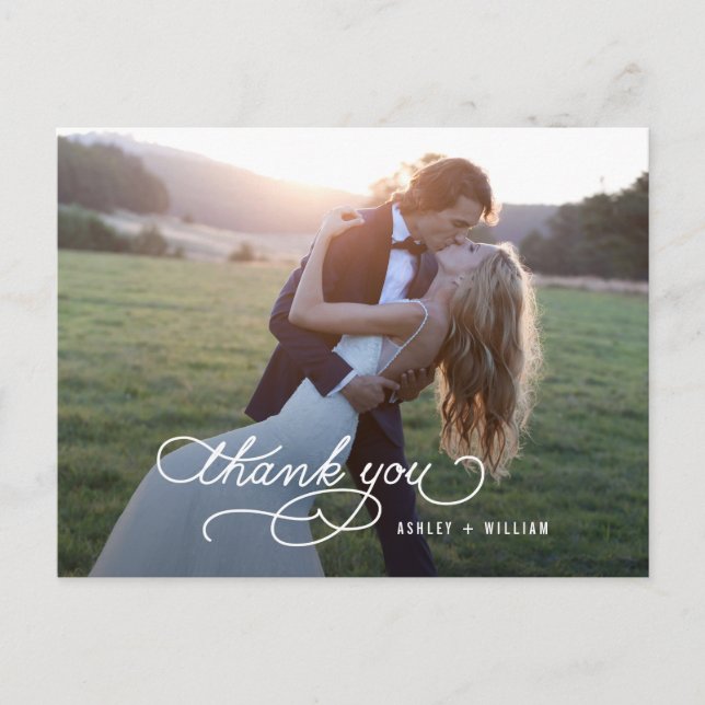 Schriftlichen Dank Hochzeit Danke Postcard Postkarte (Vorderseite)