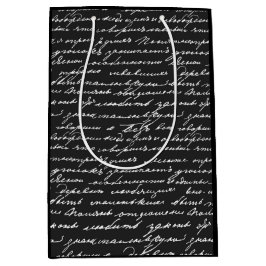 Schriftlicher Brief Cursive Schwarz-weiß Writer Mittlere Geschenktüte
