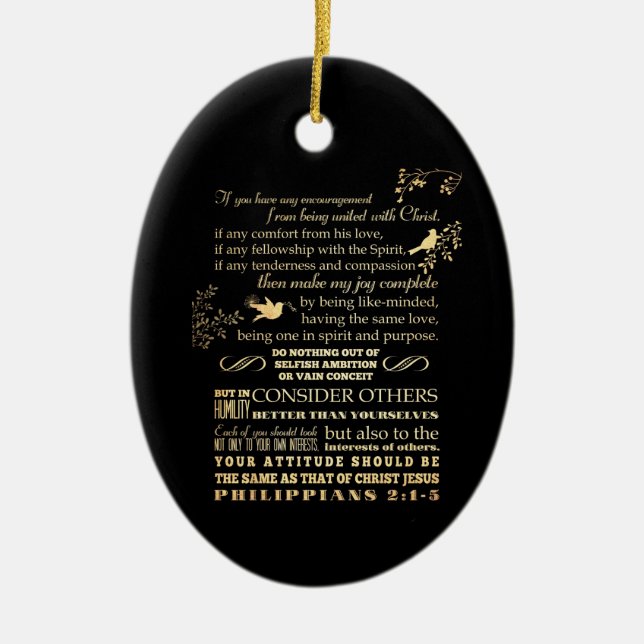 Schriftmäßiger Bibel-Vers - Philippians-2:1 - 5 Keramikornament (Vorne)
